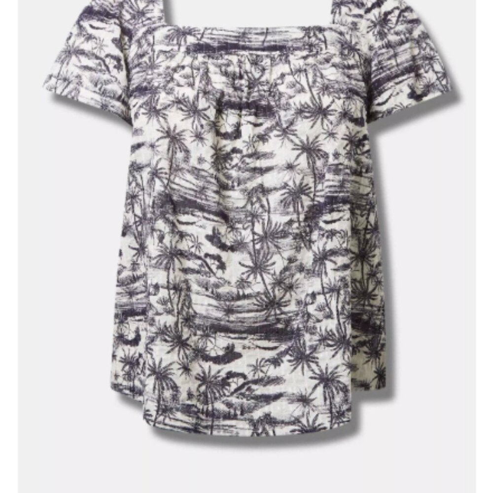Torrid Clip Jacquard Square Neck Flutter Sleeve Top